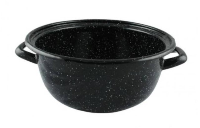 VAS BOMBAT PENTRU CARTOFI 18 CM NEGRU PICATELE 026PIC/18
