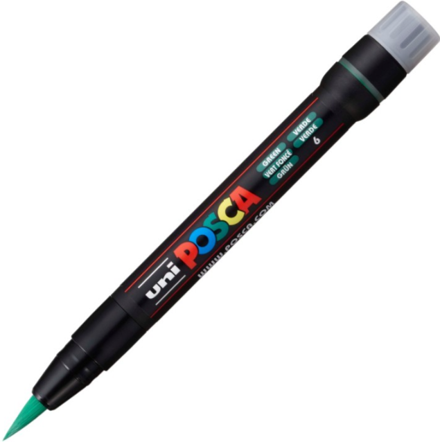 Marker pensula UNI Brush PCF-350 K verde Posca