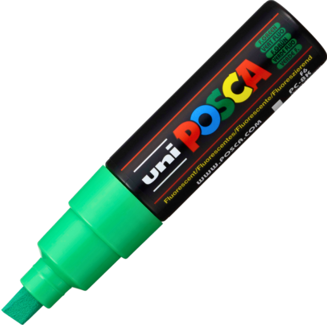 Marker UNI PC-8K 8. 0 mm varf tesit verde fluorescent Posca