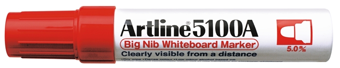 Marker pentru tabla de scris ARTLINE 5100A, corp metalic, varf rotund 5.0mm - rosu