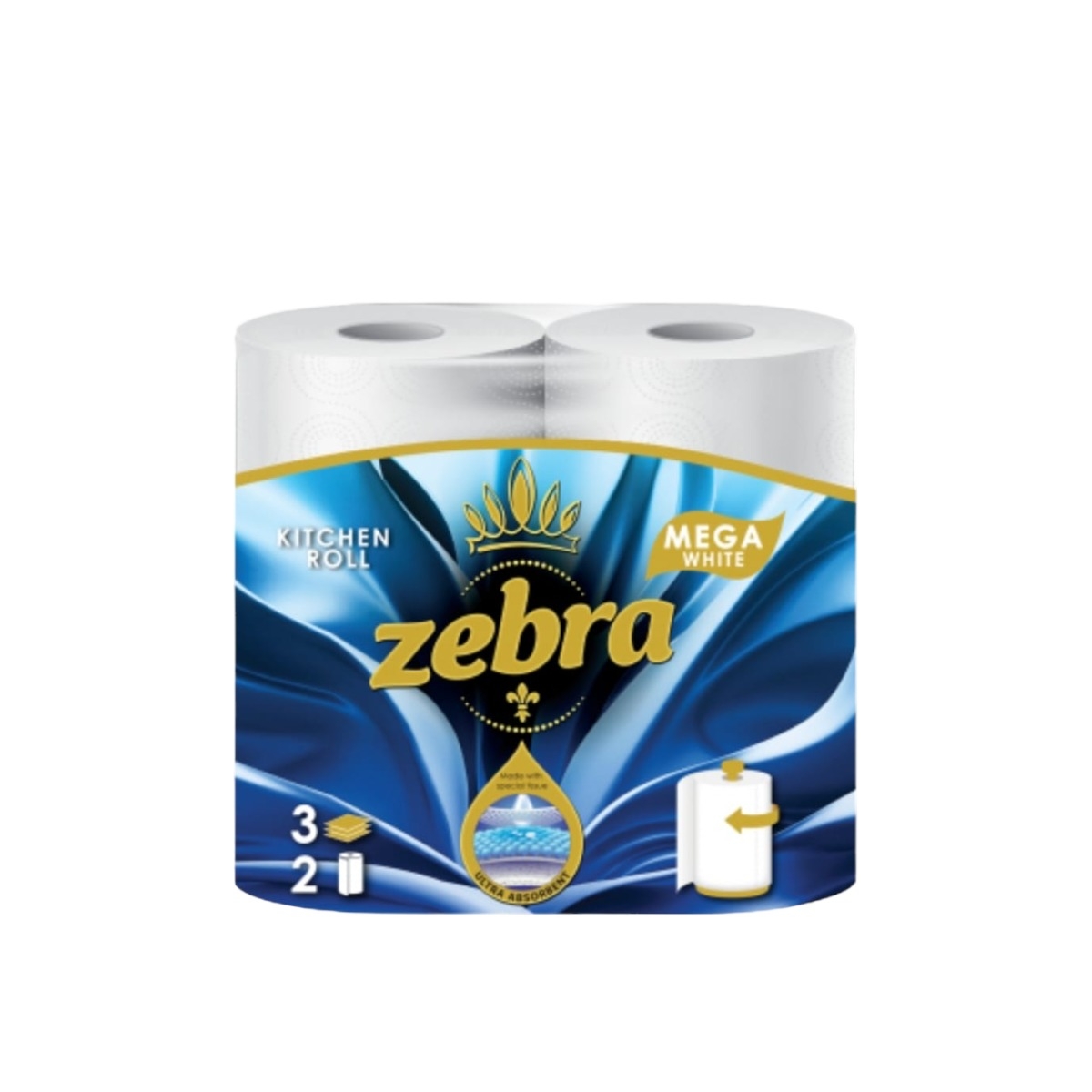ZEBRA MEGA WHITE PROSOP HARTIE 3STR 2BUC
