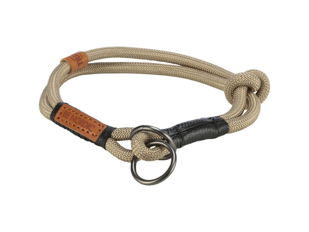 Trixie Zgarda Coarda Be Nordic, Strangulanta, L: 50 cm / 13 mm, Nisipiu/Negru, 17284