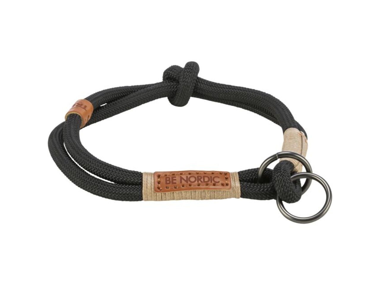Trixie Zgarda Coarda Be Nordic, Strangulanta, L-XL: 55 cm / 13 mm, Negru/Nisipiu, 17295
