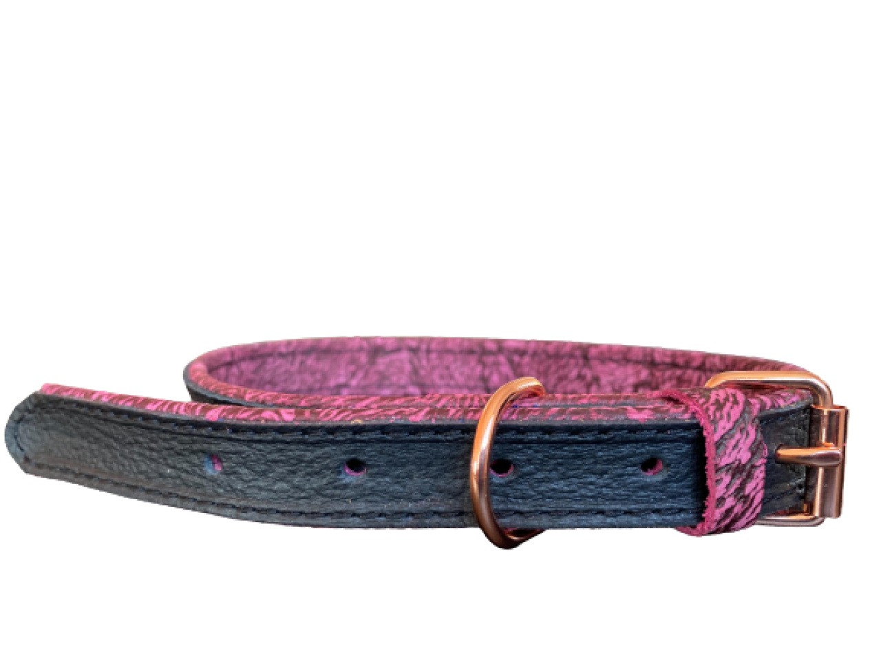 Exotic-K Zgarda Monserra Piele Naturala, Negru/Roz, 20 mm x 45 cm